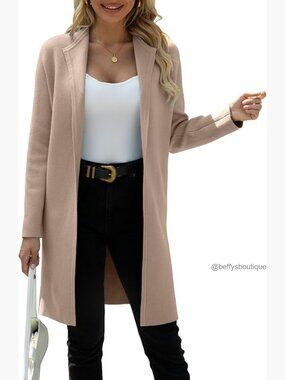 Open Front Cardigan Sweater Slim Fit Casual Knit Lapel Coatigan Coat